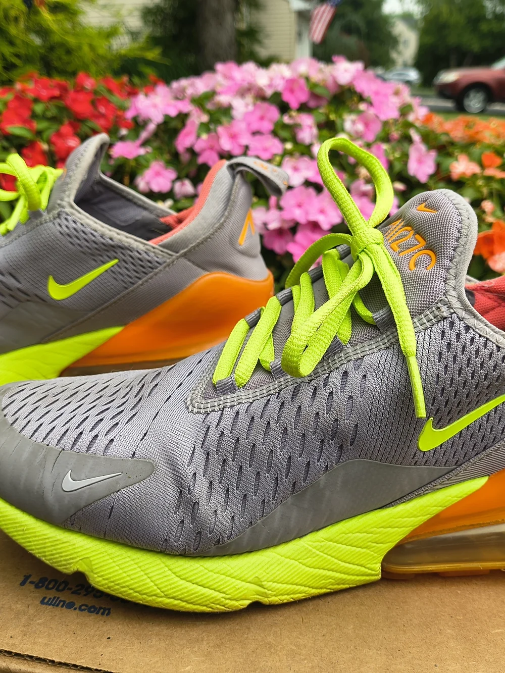 Nike Gray Sneakers with Neon Green and Orange Accents